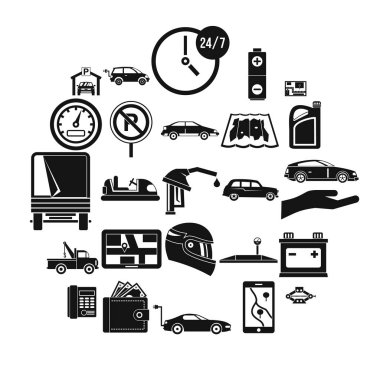 El arabası Icons set, basit tarzı