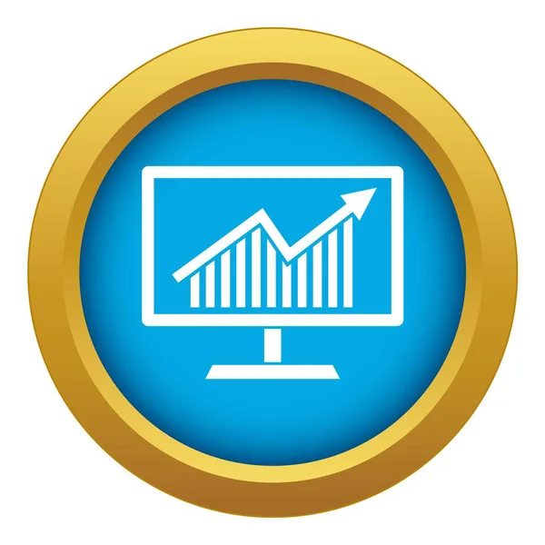 Estadísticas sobre el icono del monitor vector azul aislado — Vector de stock