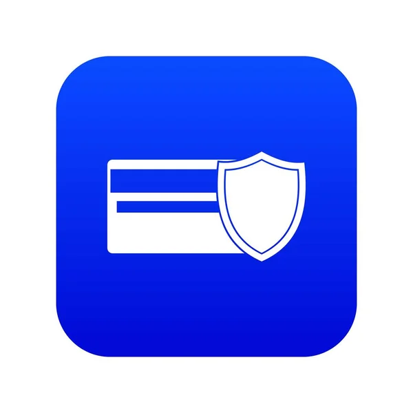 Carte de crédit et icône de bouclier numérique bleu — Image vectorielle