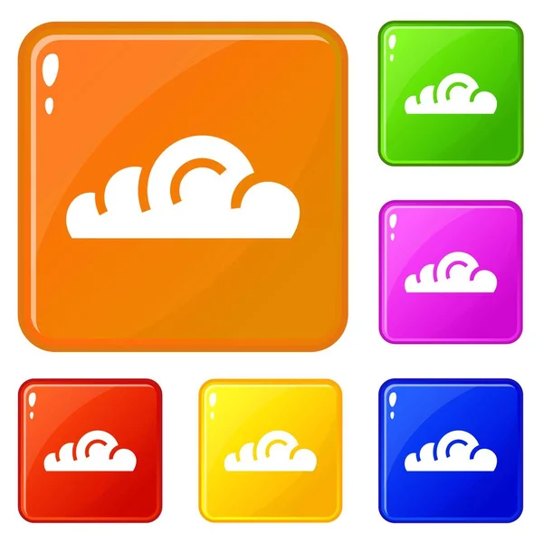 Ícones de nuvem App definir cor vetorial —  Vetores de Stock