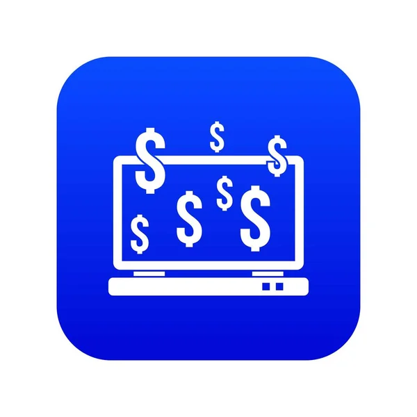 Computermonitor en dollartekens pictogram digitale blauw — Stockvector