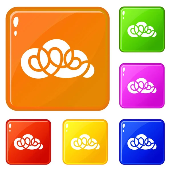 Elemento nube iconos conjunto vector de color — Archivo Imágenes Vectoriales