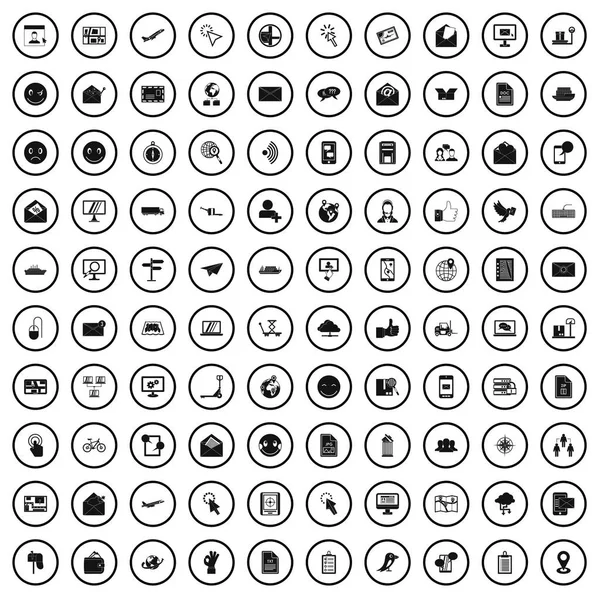 100 icônes mail dans un style simple — Image vectorielle