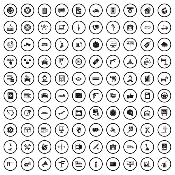 Ensemble de 100 icônes d'entretien, style simple — Image vectorielle
