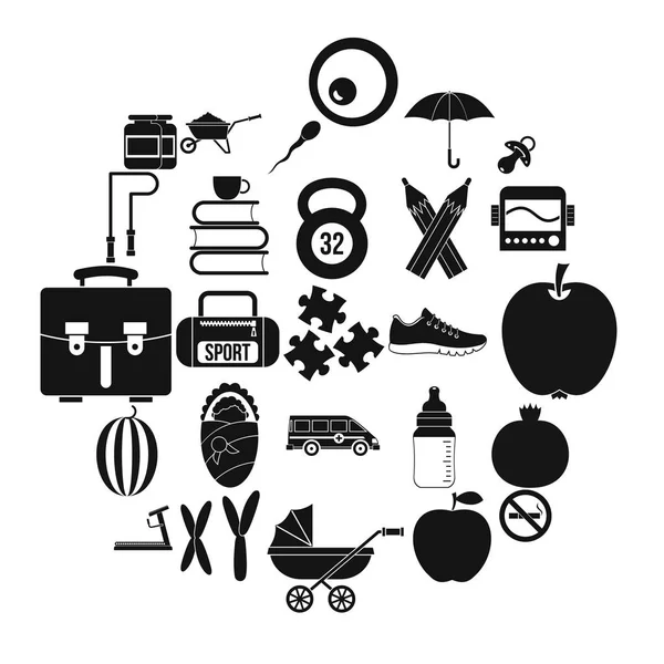 Bebek bakım Icons set, basit tarzı