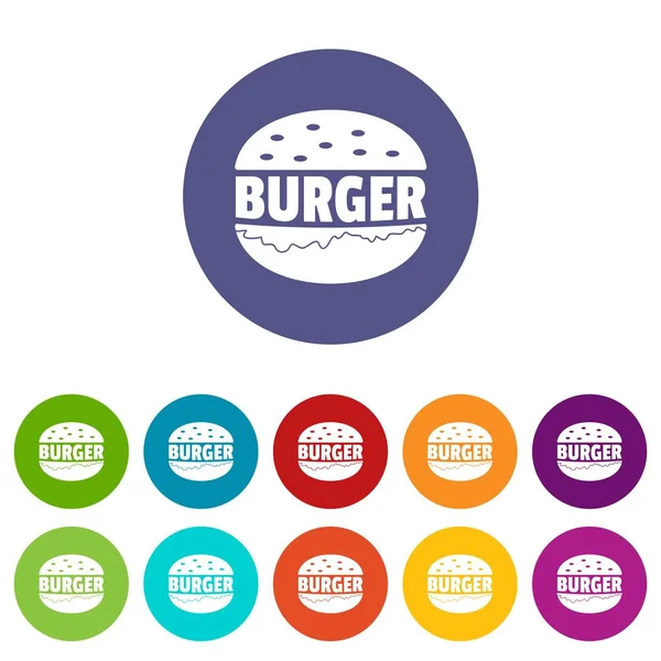 Burger iconos de color vectorial conjunto — Vector de stock