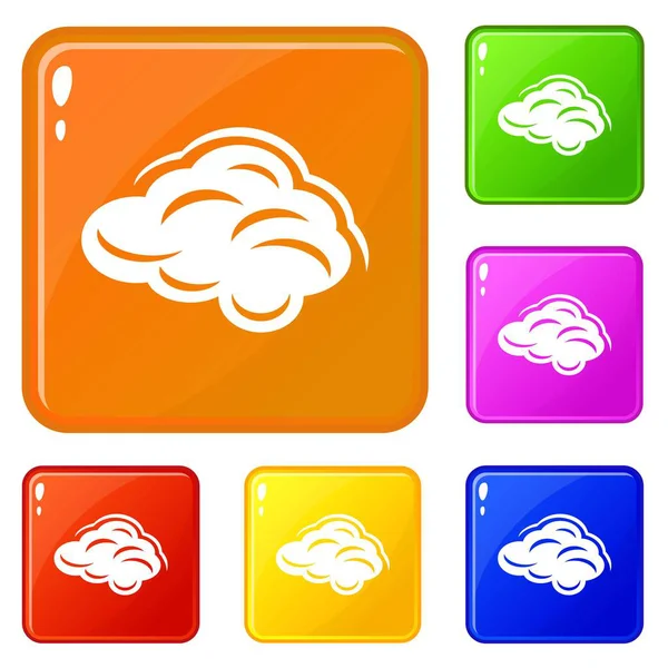 Clima nube iconos establecer vector de color — Archivo Imágenes Vectoriales