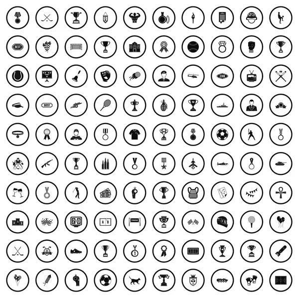 100 madalya Icons set, basit tarzı — Stok Vektör