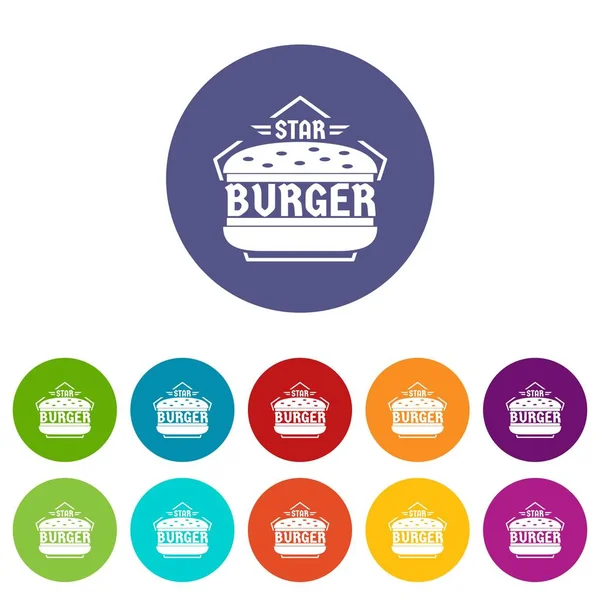 Estrella hamburguesa iconos conjunto vector de color — Vector de stock
