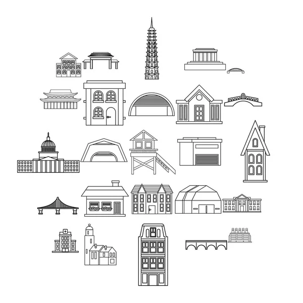 Conjunto de iconos de construcción, estilo de contorno — Vector de stock