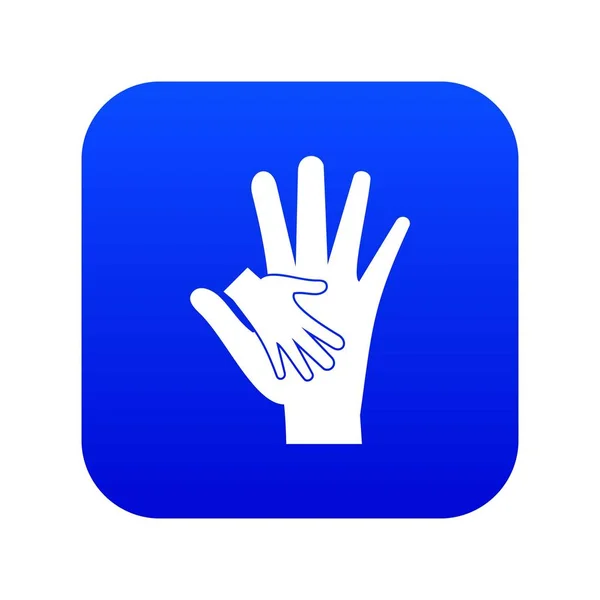 Bebê e mãe mão ícone digital azul — Vetor de Stock