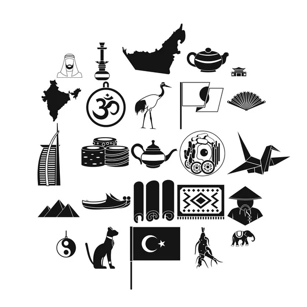 Conjunto de iconos orientales, estilo simple — Vector de stock
