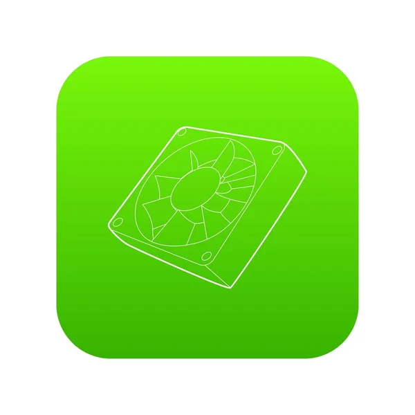 Datorväska kylning fläkt ikonen gröna vektor — Stock vektor