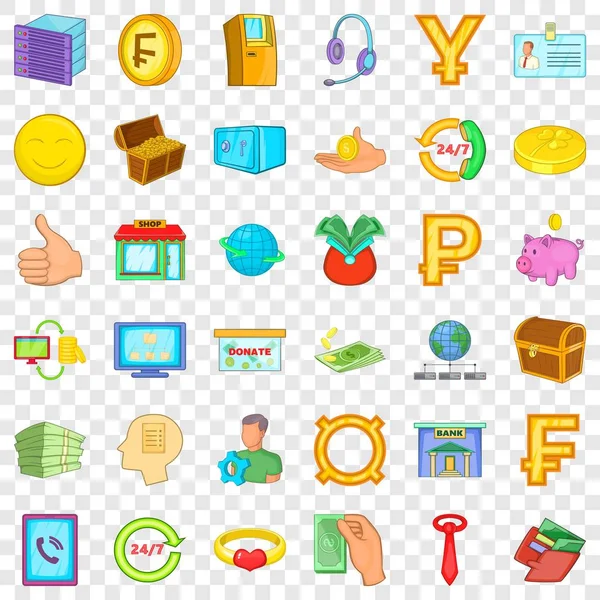 Finans Icons set, karikatür tarzı