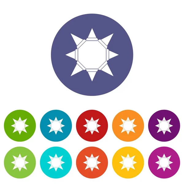 Origami solen ikoner ange vektor färg — Stock vektor