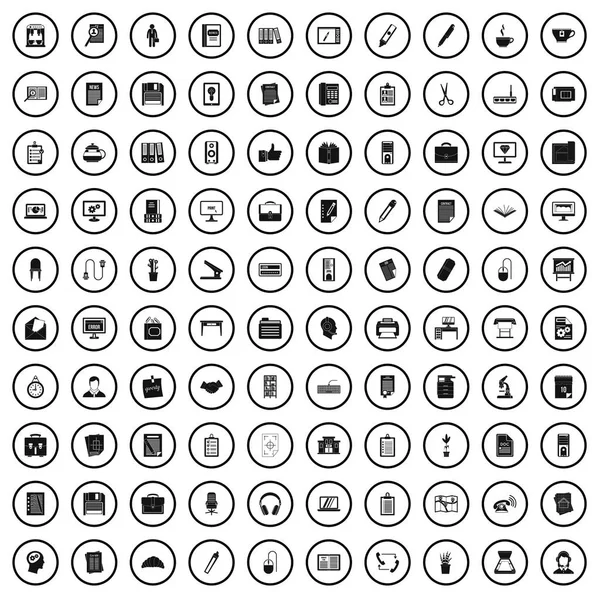 100 iconos de oficina conjunto, estilo simple — Archivo Imágenes Vectoriales