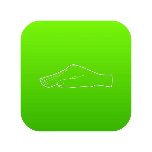 Proteggere l'icona della mano vettore verde — Vettoriale Stock