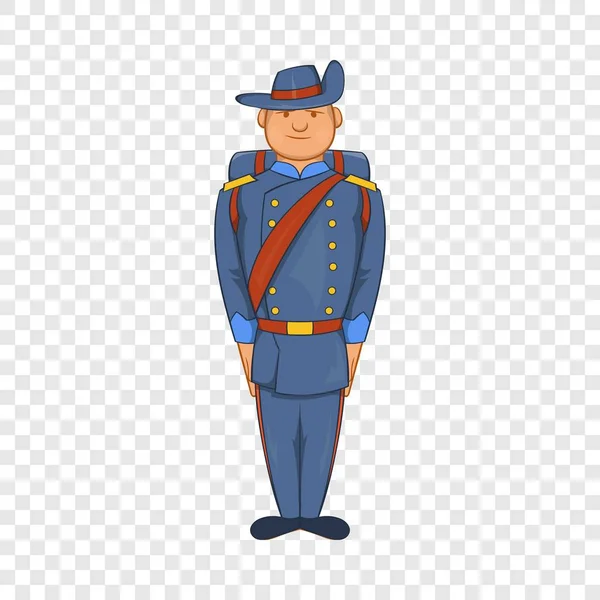 Hombre en uniforme azul del ejército icono del siglo XIX — Vector de stock
