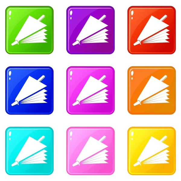 Brand bälg ikoner set 9 färg insamling — Stock vektor