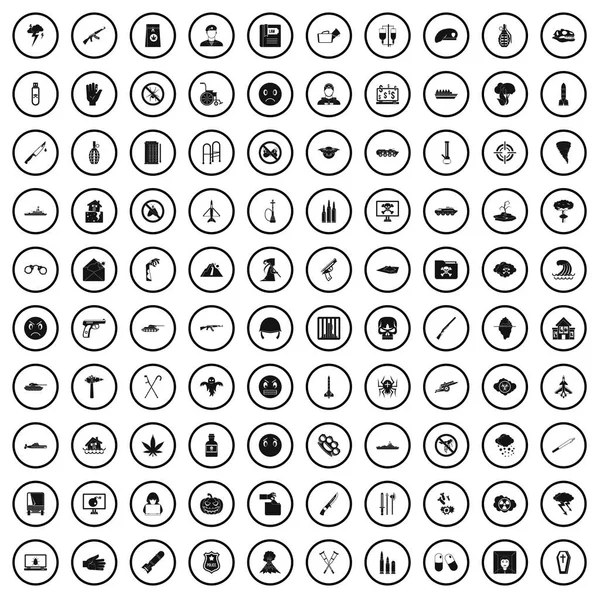 100 oppression icons set, simple style — Stock Vector