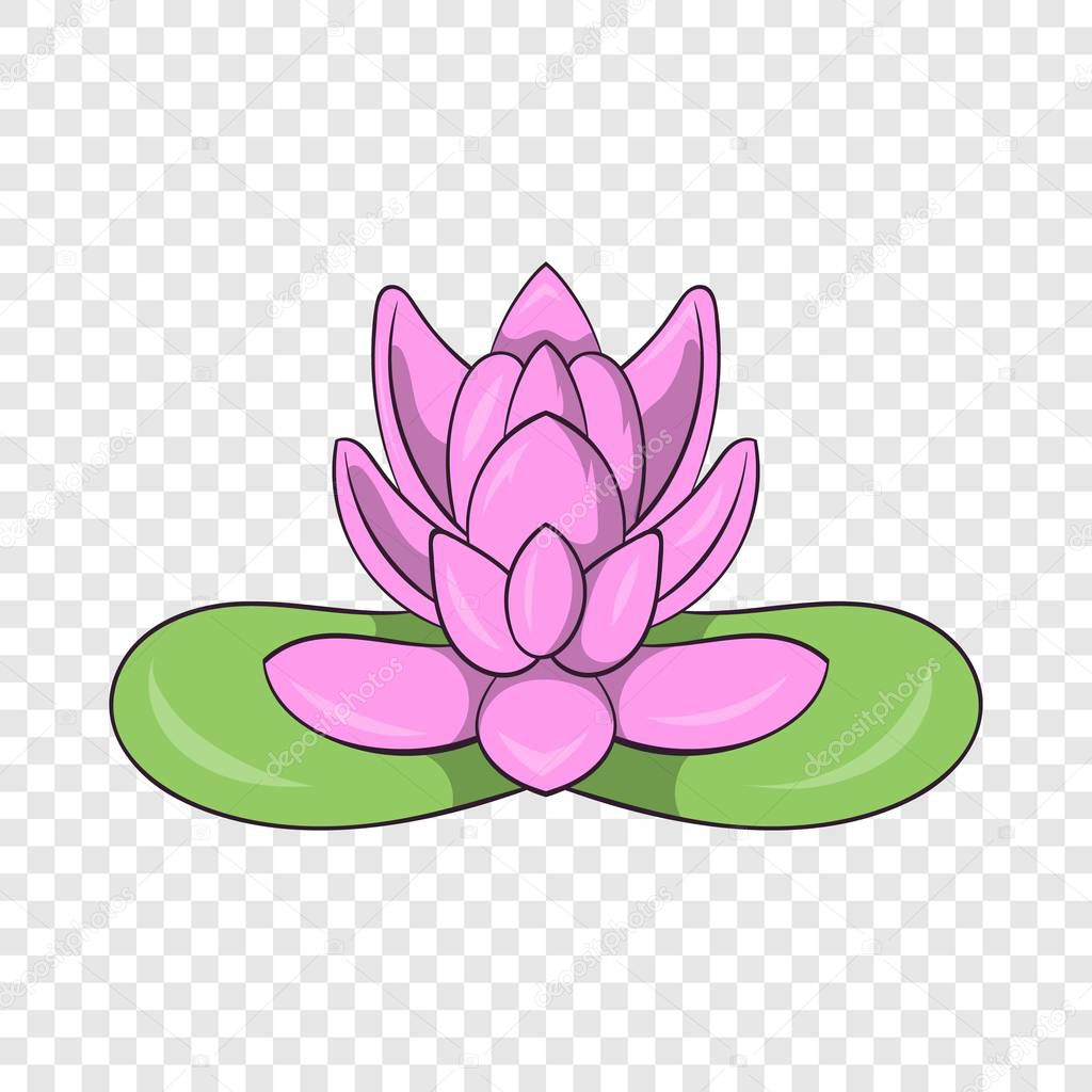 Pink lotus flower icon, cartoon style