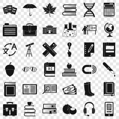 Çalışma Icons set, basit tarzı