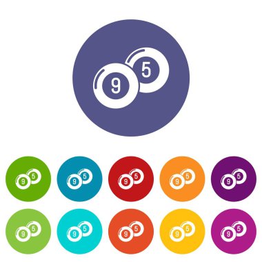 Bilardo topu simgeler vektör renk ayarla