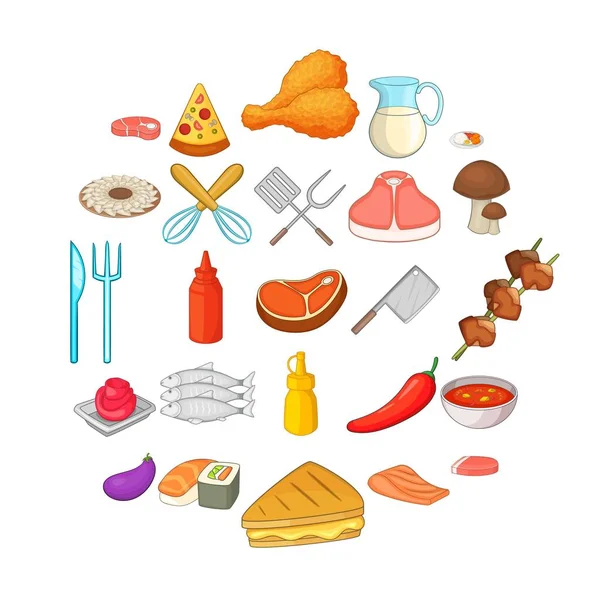 Conjunto de ícones de churrasco, estilo dos desenhos animados — Vetor de Stock