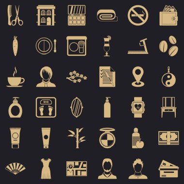 Saç stili Icons set, basit tarzı
