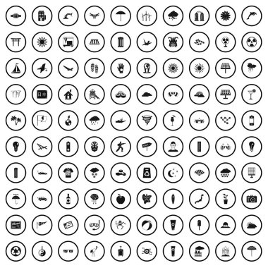 100 güneş Icons set, basit tarzı 