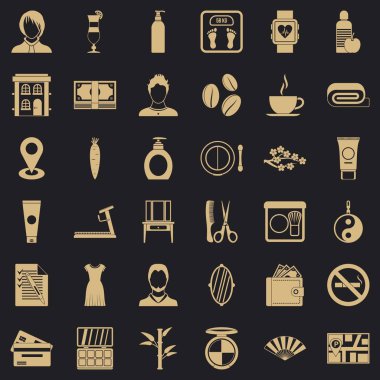 Kuaförlük aracı Icons set, basit tarzı