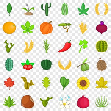Bitki Icons set, karikatür tarzı