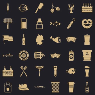 Bira içecek Icons set, basit tarzı