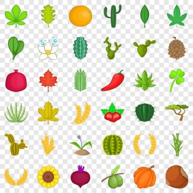 Organik bitki Icons set, karikatür tarzı