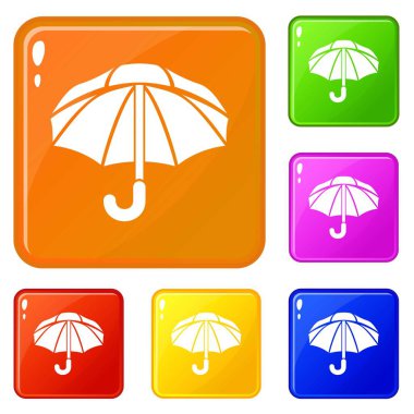 Naylon şemsiye simgeler vektör renk ayarla