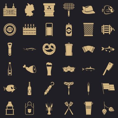 Bira tatil Icons set, basit tarzı