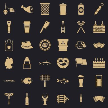 Oktoberfest Icons set, basit tarzı