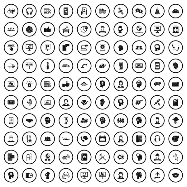 Ensemble de 100 icônes réseau de support, style simple — Image vectorielle