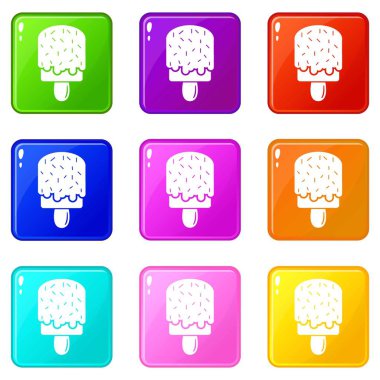 Sır dondurma simgeler 9 renk koleksiyonu ayarla