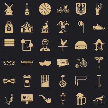 Spor bisiklet Icons set, basit tarzı