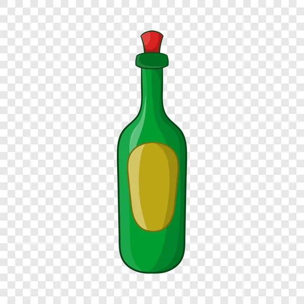 Green bottle of wine icon, cartoon style — Stock Vector