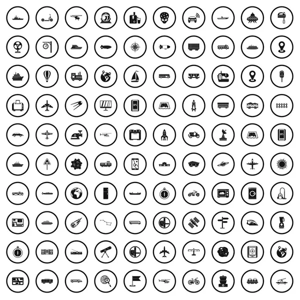 100 iconos de la tecnología conjunto, estilo simple — Vector de stock