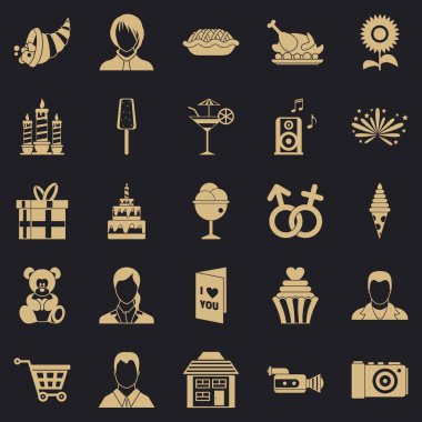 Aile yemeği Icons set, basit tarzı