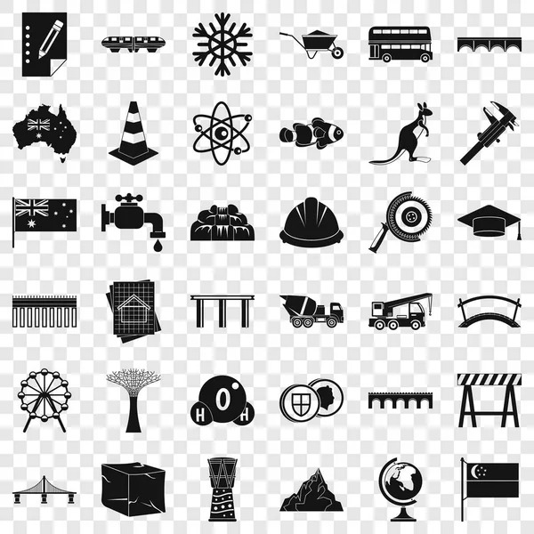 Conjunto de iconos de puente, estilo simple — Vector de stock