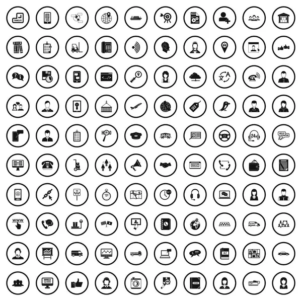 Ensemble de 100 icônes opérateur téléphonique, style simple — Image vectorielle