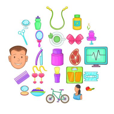 Güzellik Salonu Icons set, karikatür tarzı