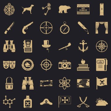 Doğa gezisi Icons set, basit tarzı