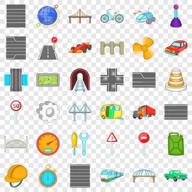 Köprü yol Icons set, karikatür tarzı