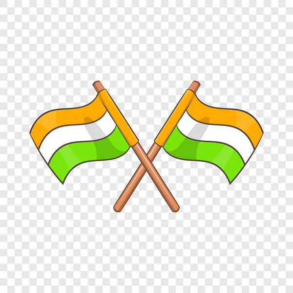 Duas bandeiras cruzadas do ícone da Índia, estilo cartoon — Vetor de Stock