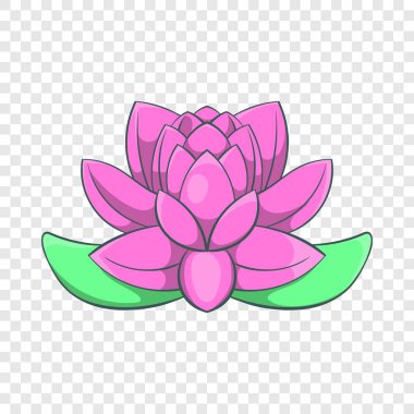 Pembe lotus çiçek simgesi, karikatür tarzı